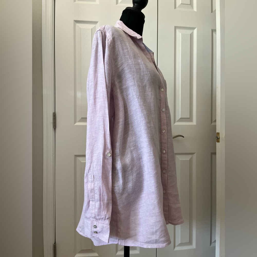 Sigrid Olsen Pink Linen Button Down Cover Up Size Large EUC - Picture 2 of 9